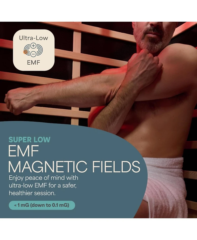 Lifepro Rejuvacure Low-emf 1-Person Infrared Sauna – Indoor Wooden Sauna with Tempered Glass Door, Carbon Fiber Heaters, Chromotherapy & Blueto