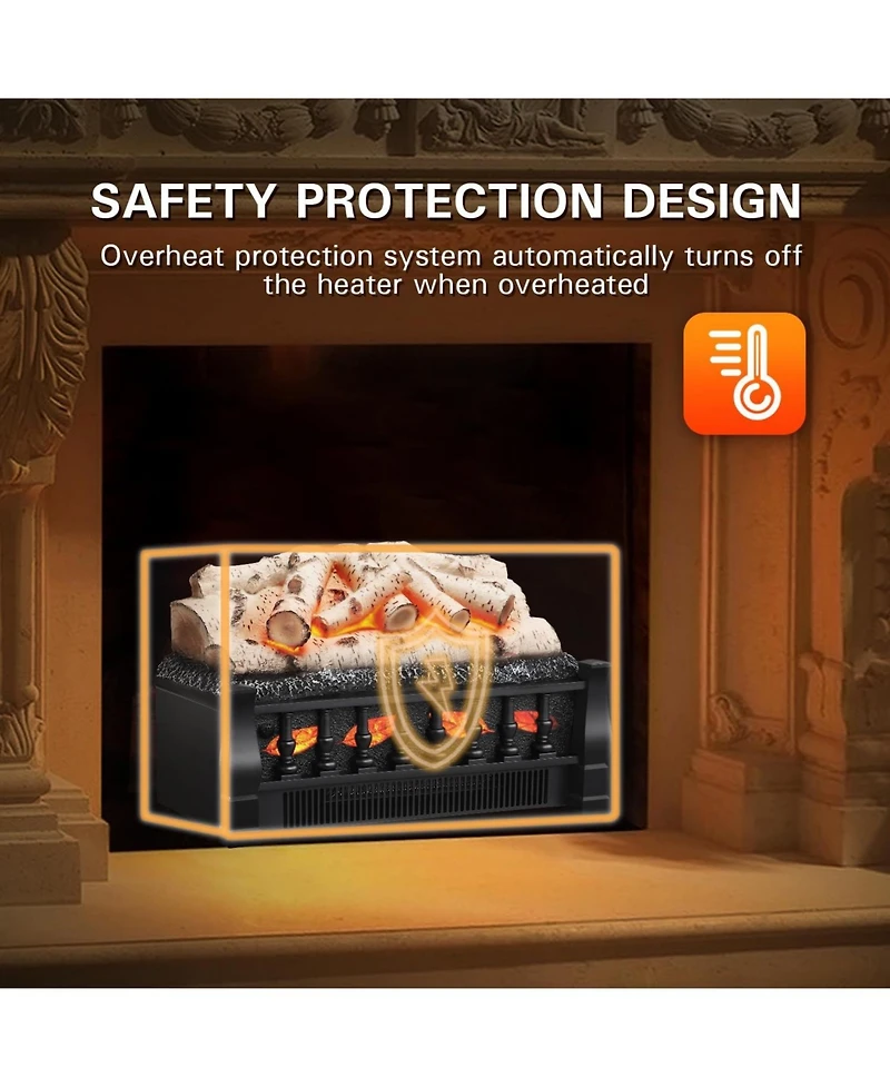 Cowsar 21 Inches Electric Fireplace Insert Log Heater with 5 Flame Brightness and 5 Flicker Speed, 750w/1500w