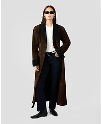 WeWoreWhat Women's Premium Double Breasted Suede Coat