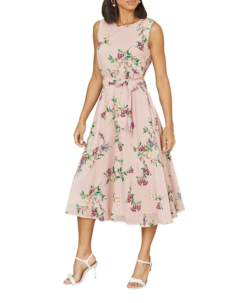 Yumi Women's Floral Print Midi Skater Dress