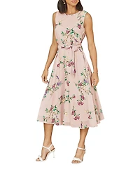Yumi Women's Floral Print Midi Skater Dress