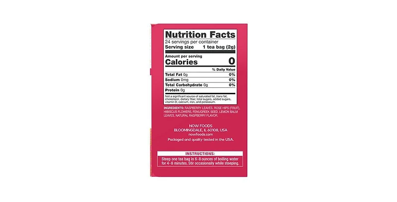 Now Foods Women's Righteous Raspberry Tea, 24 Tea Bags