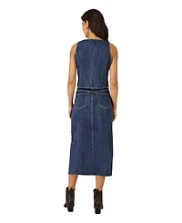 Yumi Women's Button Up Denim Stretch Waistcoat