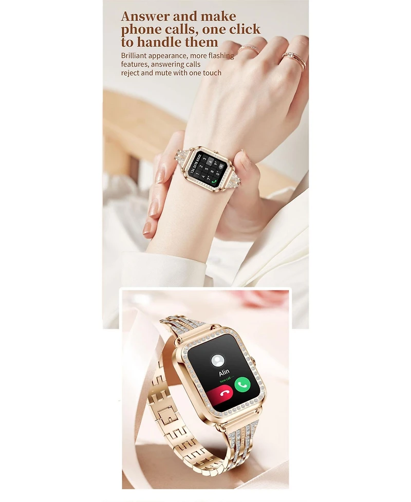 Ruxing Smart Watch Bluetooth Call Heart Rate Monitor IP67 Waterproof Fitness Tracker for Men Women -Gold