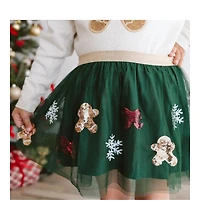 Sweet Wink Baby Girls Gingerbread Joy Sequin Christmas Tutu Skirt