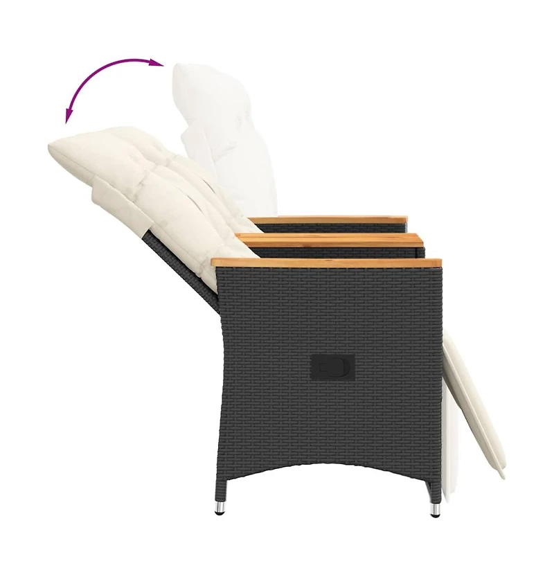 Reclining Garden Sofa Black, Cream White