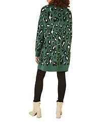 Yumi Women's leopard print Intarsia Long Cardigan