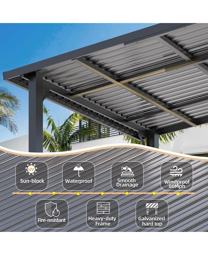 Aecojoy 14'X10' Hardtop Gazebo Outdoor Pergola Lean to Metal Pergolas