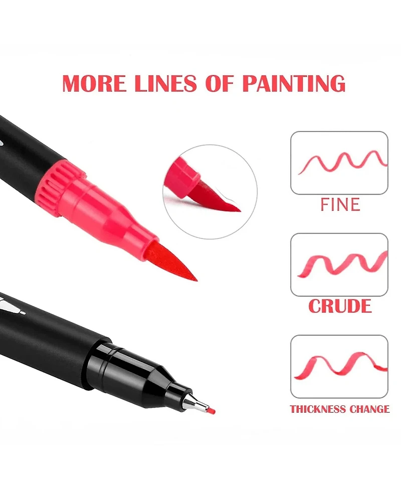 Htutwoo 48 Colors Brush Markers for Adults Coloring, Art Markers Colored Pens for Note Taking Drawing Calligraphy Lettering,Art School Supplies