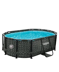Funsicle Oasis 9'10" x 6'7" Oval Above Ground Swimming Pool, Dark Herringbone