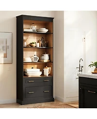 Tribesigns 5-Shelf Kitchen Pantry Cabinet with Drawers, 72" Tall Freestanding Pantry Organizer,5-Shelf Bookcase
