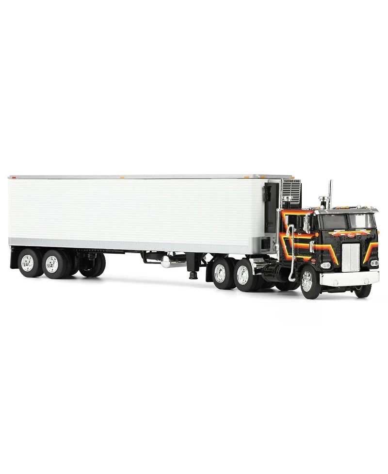 First Gear Dcp 1/64 Black Peterbilt 352 Coe 86in Sleeper Cab with White 40ft Vintage ThermoKing Reefer Trailer