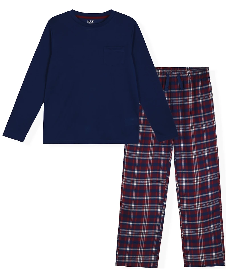 Max & Olivia Big Boy Pajama Set. Cozy, Soft With Plaid Pant