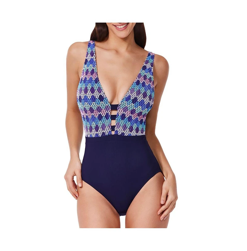 Profile by Gottex Women's Retro Riviera Halter Netted Crochet One Piece