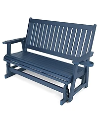 Hips Patio Glider with Cup Holders, Durable Poly Lumber Material, High Backrest and Deep Contoured Seat, Heavy Duty 900 Lb, for Outdoor, Porch, Patio