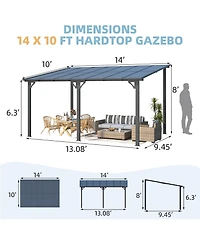 Aecojoy 14'x10' Wall Mounted Gazebos Pergola