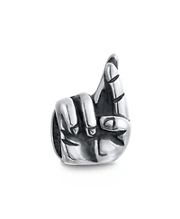 Bling Jewelry Set of 2 Hippie Peace & Good Luck Hand Sign Fingers Crossed Charm Bead Sterling Silver for Bracelets