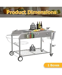 Aecojoy Grill Table for Weber 18" & 22" Original Kettle, Outdoor Grill Cart with Wheels