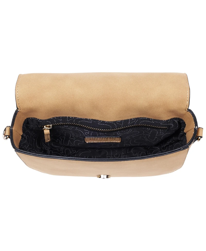 True Religion Trapunto Logo Suede Flap Crossbody