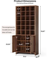 Tribesigns Tall Shoe Storage Cabinet with Doors, Farmhouse Wooden Shoe Rack with 24 Cubbies & 3 Hidden Shelves