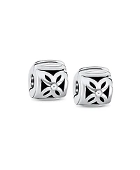 Bling Jewelry Set of 2 Floral Daisy Clasp Spacer Charm Oxidized Sterling Silver for European Bracelet