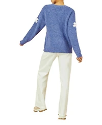 Yumi Women's Crochet Flower Knit Sweater