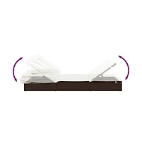 Patio Sunbed Brown Pe Rattan 2-Person Adjustable Armrests