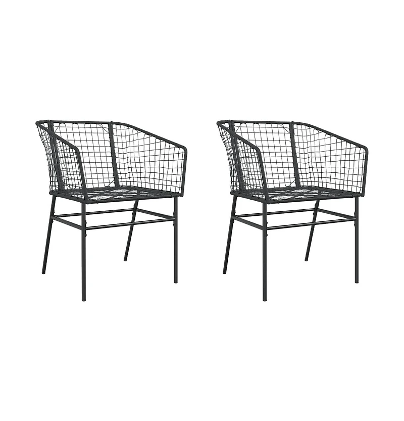 Garden Chair Black Pe Rattan, Powder-Coated Steel Durable