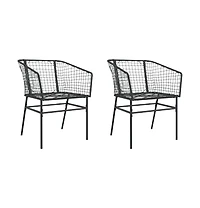 Garden Chair Black Pe Rattan, Powder-Coated Steel Durable