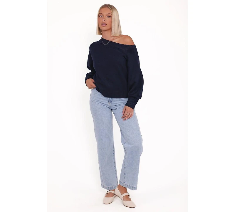 Petal and Pup Women's Ailis Off Shoulder Sweater - Navy Xl
