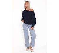 Petal and Pup Women's Ailis Off Shoulder Sweater - Navy Xl