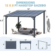 Aecojoy 12'x8' Wall Mounted Gazebos Pergola