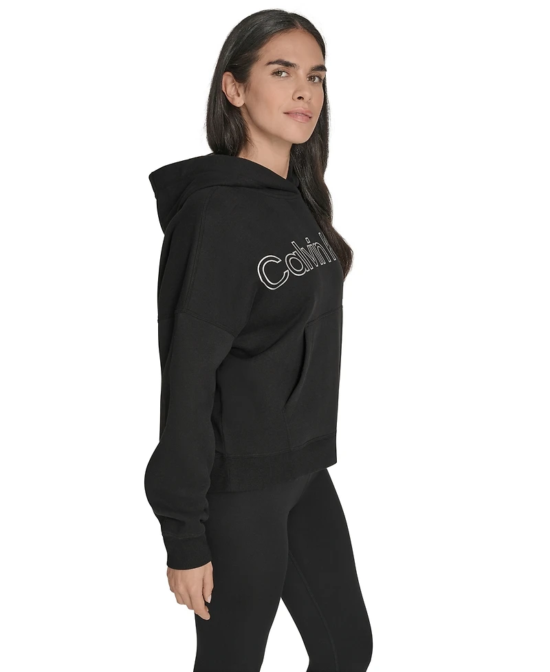 Calvin Klein Women's Performance Metallic Outline Logo Fleece Hoodie