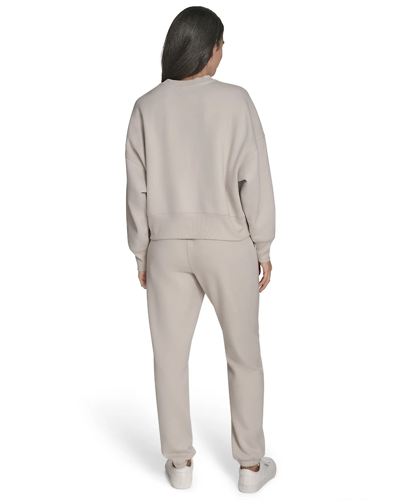Calvin Klein Women's Performance Flocked Logo Pull-On Sweatshirt