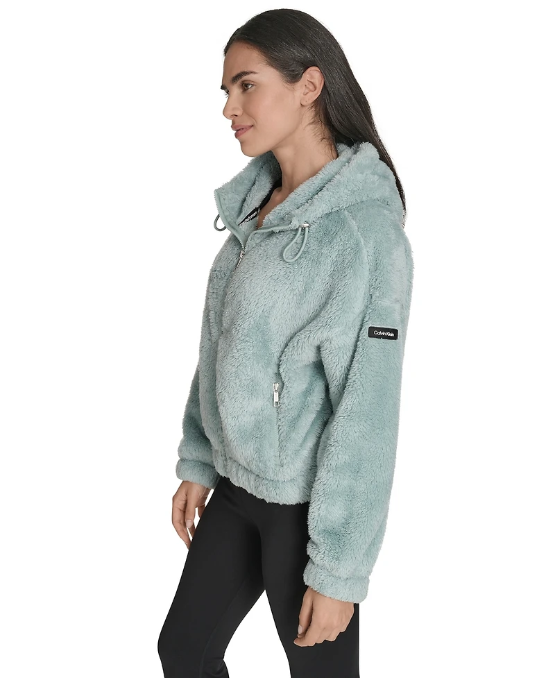 Calvin Klein Women's Performance Oversized Hooded Sherpa Jacket