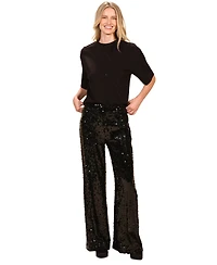 Isaac Mizrahi Women's Sequin Wide Leg Pants