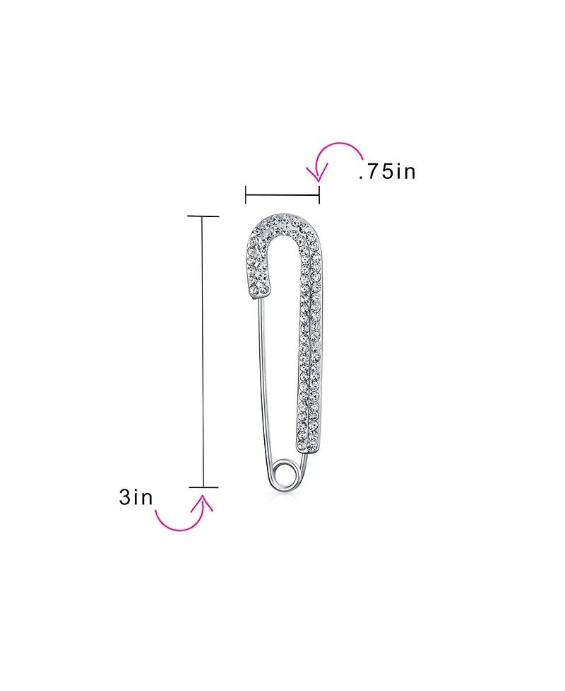 Bling Jewelry Set of 2 Crystal Candy Cane Safety Pin Brooch Pin Gold Silver Plated 2 Inch