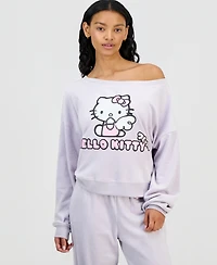 Grayson Threads, The Label Juniors' Hello Kitty Off-The-Shoulder Velour Sweatshirt