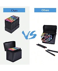 Htutwoo Back To School Season Alcohol Marker Set, Double Tip Stirrer Art Markers, Permanent Sketch Markers For Drawing Adult Coloring (80Colors)