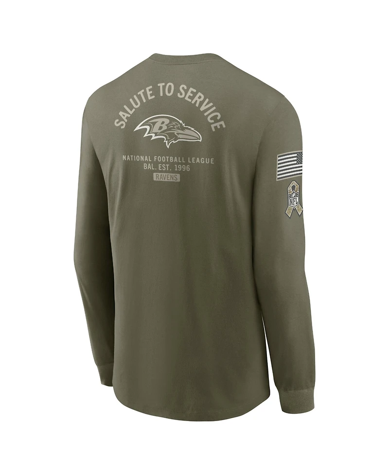 Nike Men's Olive Baltimore Ravens 2025 Salute to Service Long Sleeve T-Shirt
