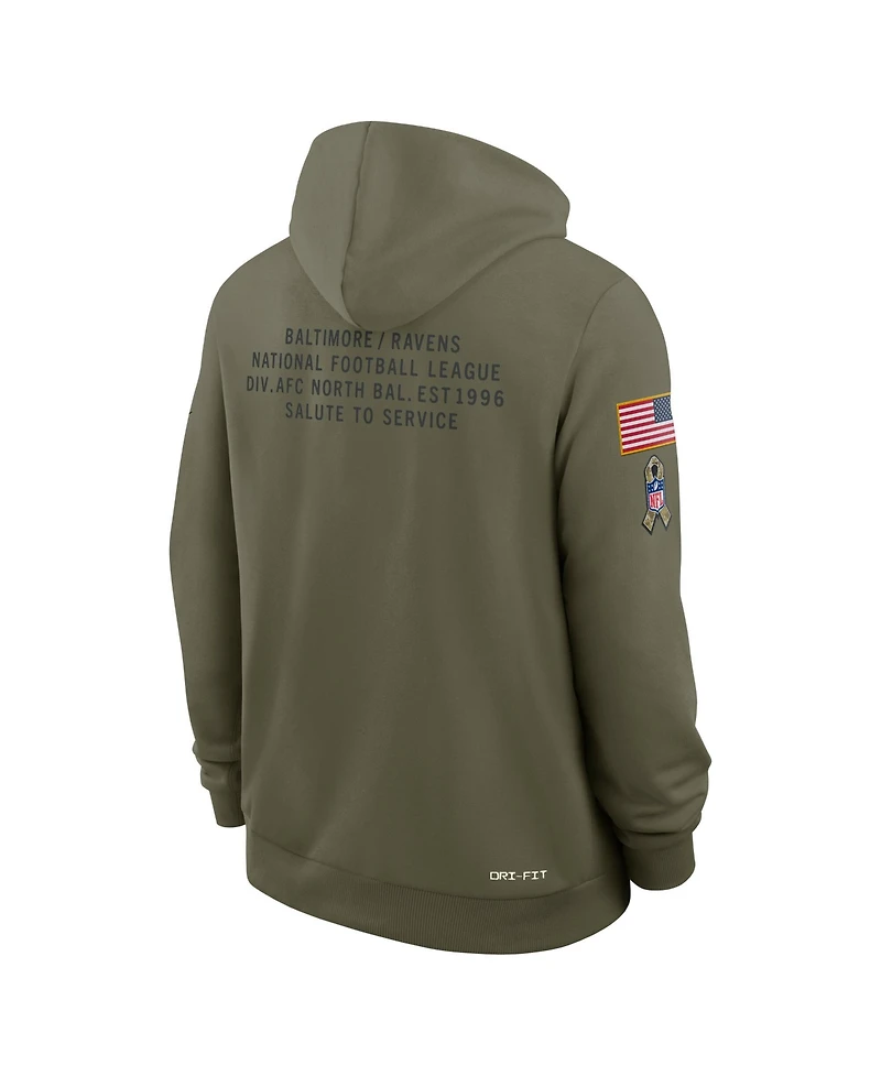 Nike Men's Olive Baltimore Ravens 2025 Salute to Service Dominant Force Pullover Hoodie