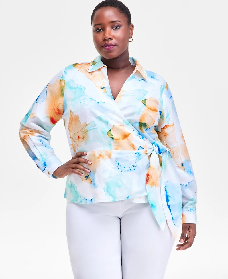 I.n.c. International Concepts Plus Size Wrap Top, Macy's Exclusive