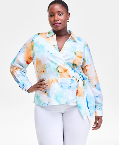 I.n.c. International Concepts Plus Size Wrap Top, Macy's Exclusive