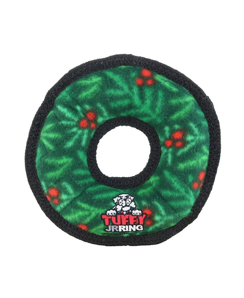 Tuffy Jr Ring Wreath 2 Pack, Durable Plush Squeaky Dog Toy
