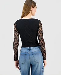 Sincerely Jules Juniors' Lace Long-Sleeve V-Neck Top