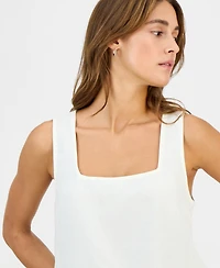 Hippie Rose Juniors' Square-Neck Linen Tank Top