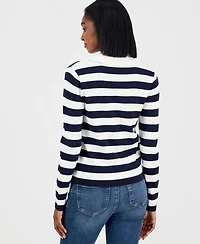 Nautica Jeans Women's Contrast-Collar Stripe Sweater