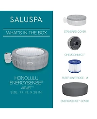 Bestway SaluSpa Honolulu AirJet Inflatable Hot Tub with EnergySense Cover, Grey