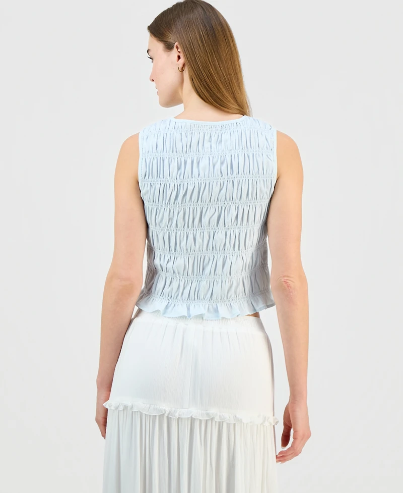 Madden Girl Juniors' Smocked Peplum Hem Top