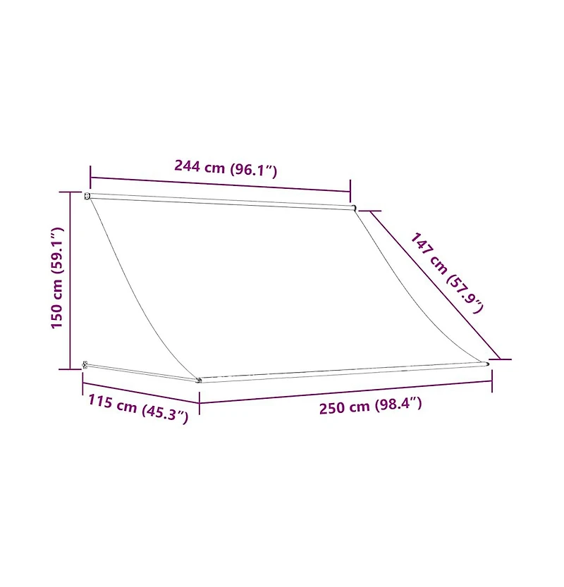 Awning Anthracite Steel frame, polyester fabric with Pa coating